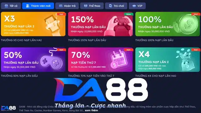 DA88 Deposit Promotions